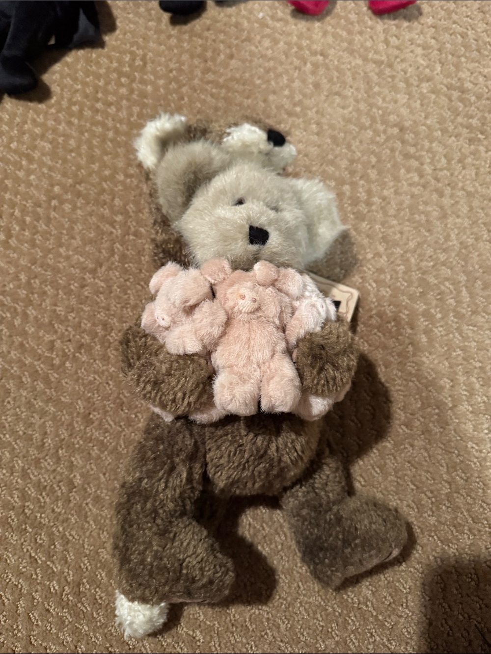 H. P.Wolfe Cozy Brown Bear Plush Toy with Pink Plush Friends
